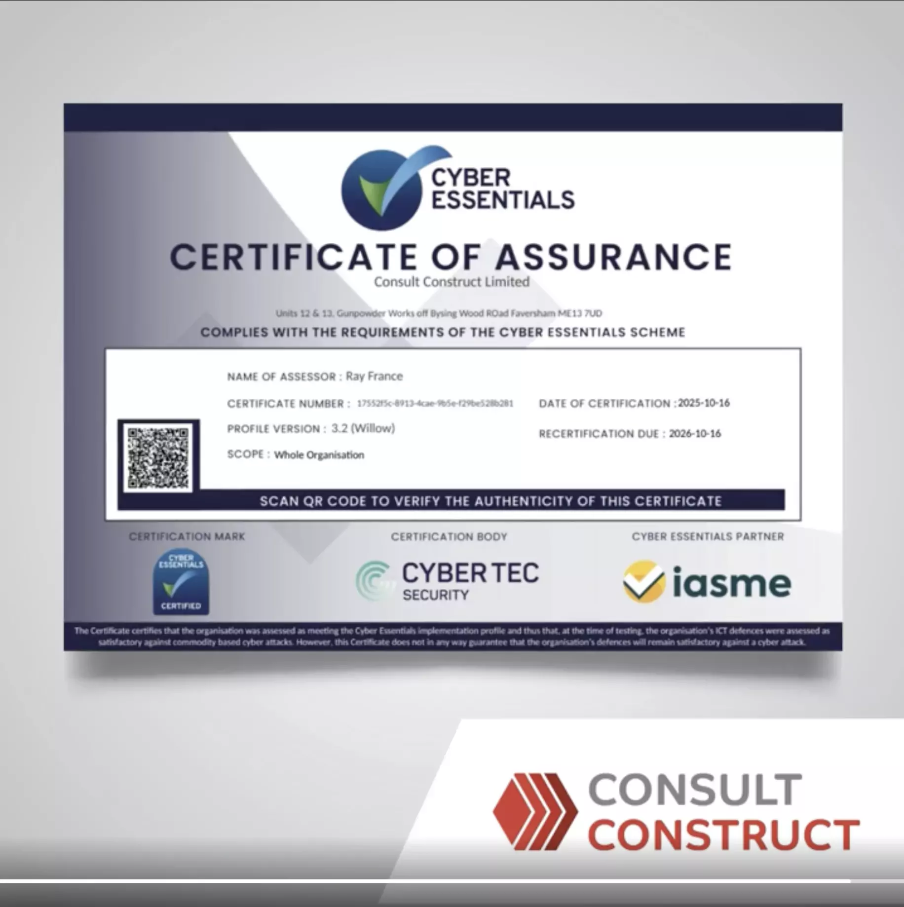 Consult Construct Renews Cyber Essentials Certification
